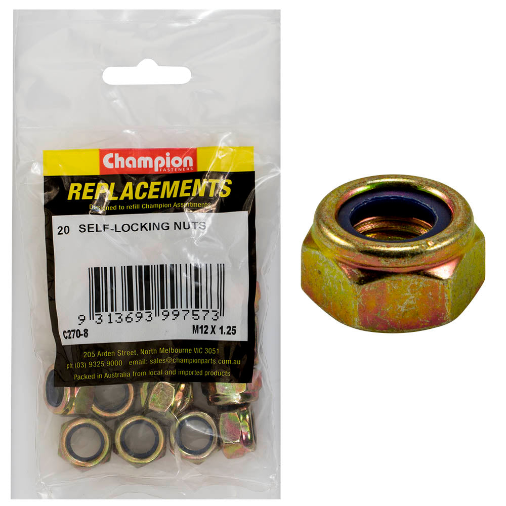 Champion M12 x 1.25 Self Locking Nut (Fine) -20pk | ISL