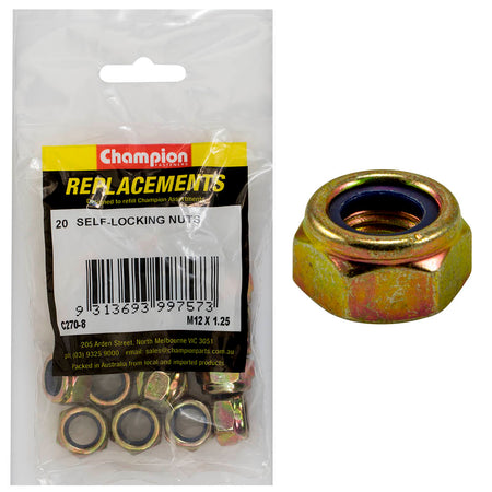 Champion M12 x 1.25 Self Locking Nut (Fine) -20pk | ISL