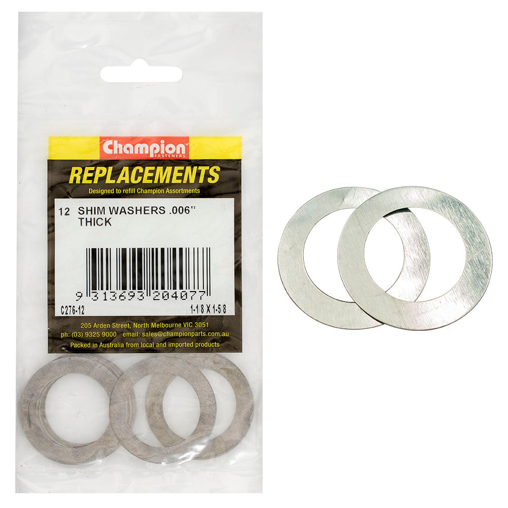 Champion 1-1/8in x 1-5/8in x 0.006in Shim Washer -12pk** | ISL