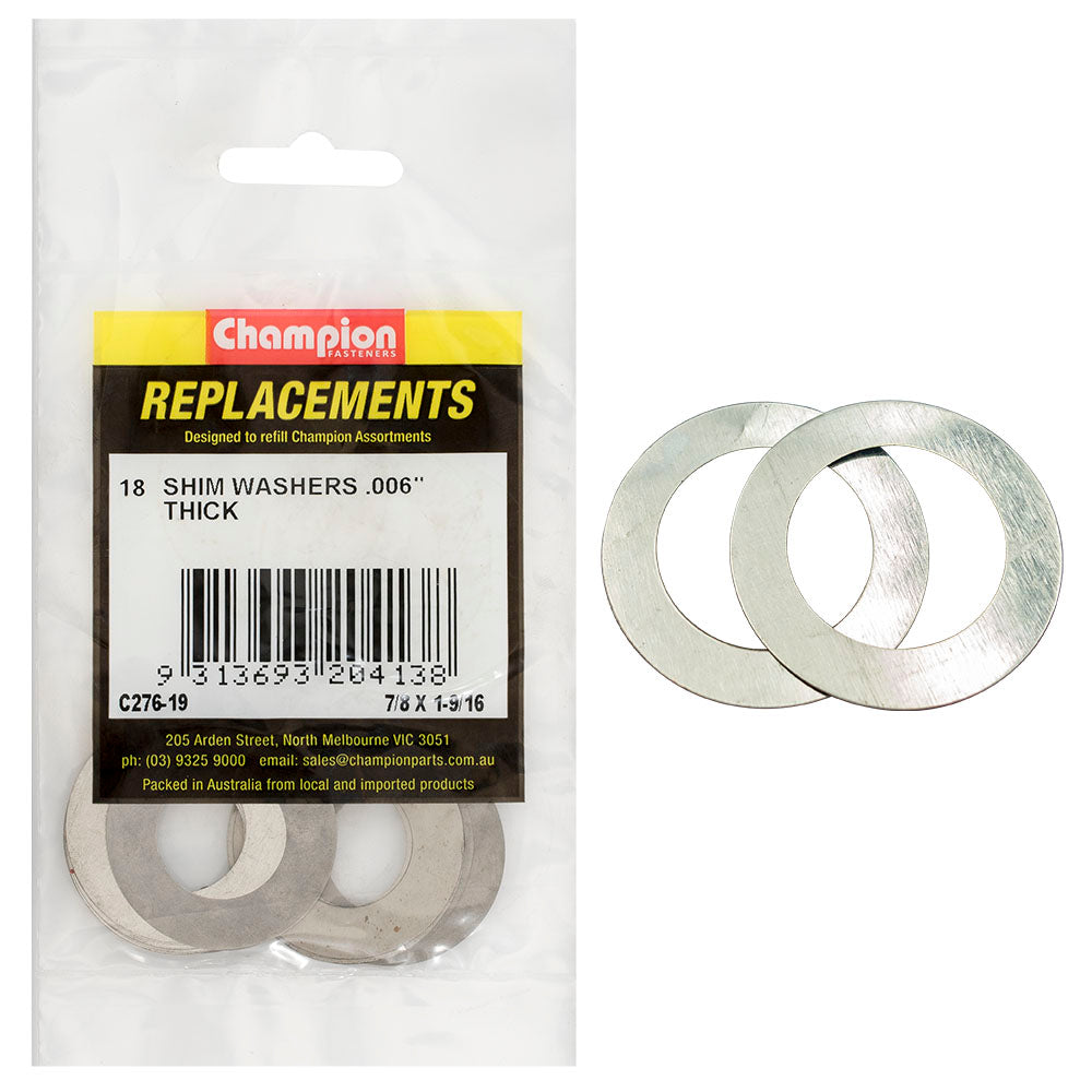 Champion 7/8in x 1-9/16in x 0.006in Shim Washer -18pk** | ISL