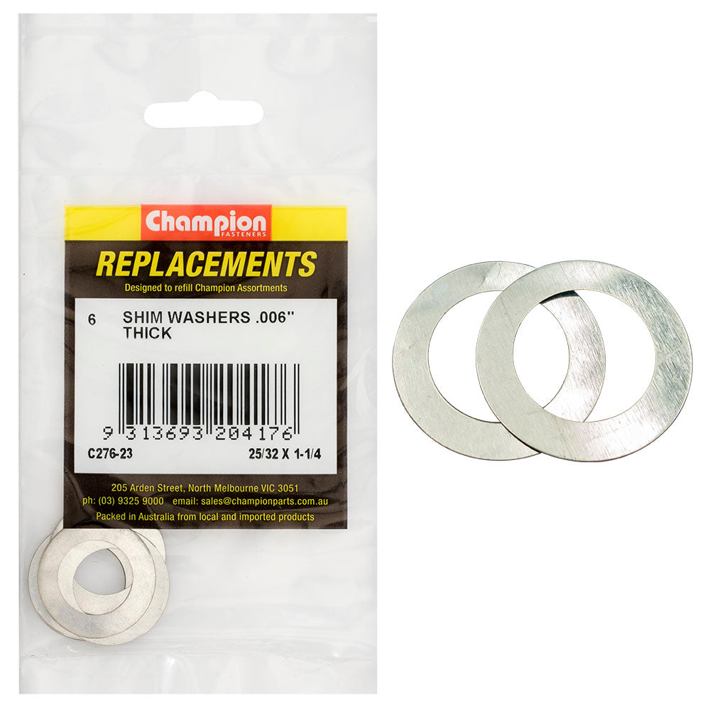 Champion 25/32in x 1-1/4in x 0.006in Shim Washer -6pk** | ISL
