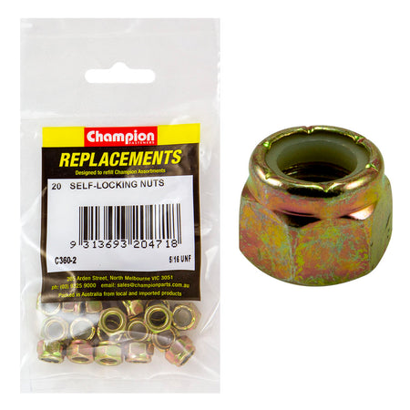 Champion 5/16in UNF Nylon insert Self-Locking Nut -20pk | ISL