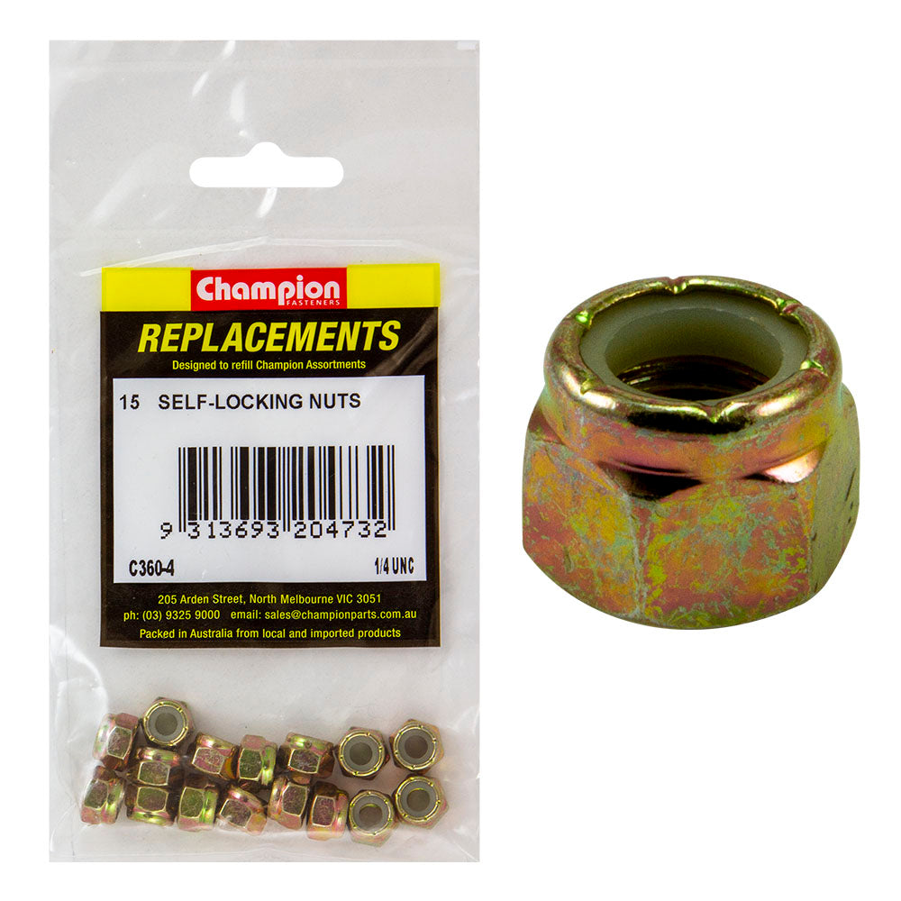 Champion 1/4in UNC Nylon insert Self-Locking Nut -15pk | ISL