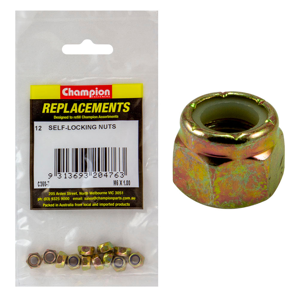 Champion M6 x 1.00 Nylon insert Self-Locking Nut -12pk | ISL