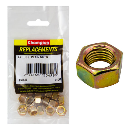 Champion 3/8in UNF Hexagon Nut -25pk | ISL