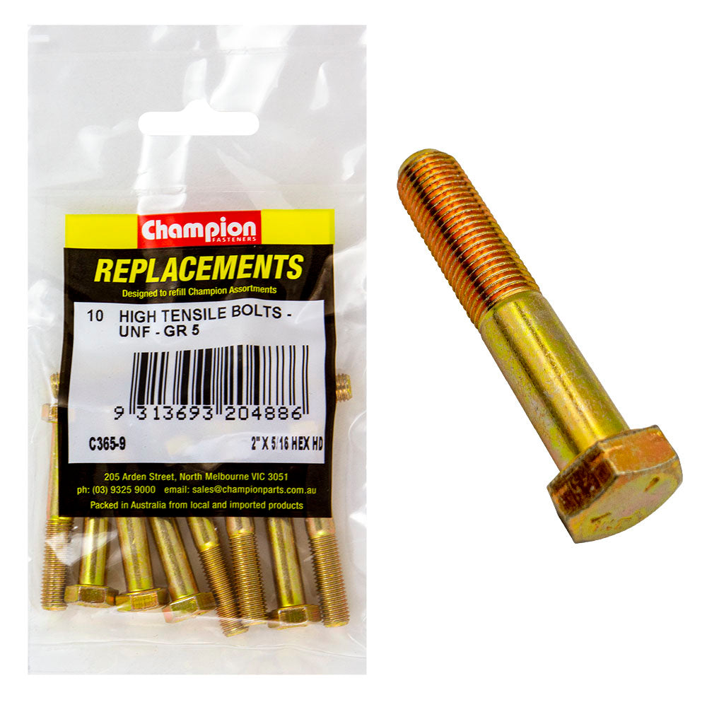 Champion 5/16in x 2in UNF Bolt -Gr5 -10pk | ISL