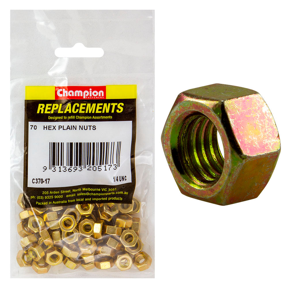 Champion 1/4in UNC Hexagon Nut -70pk | ISL