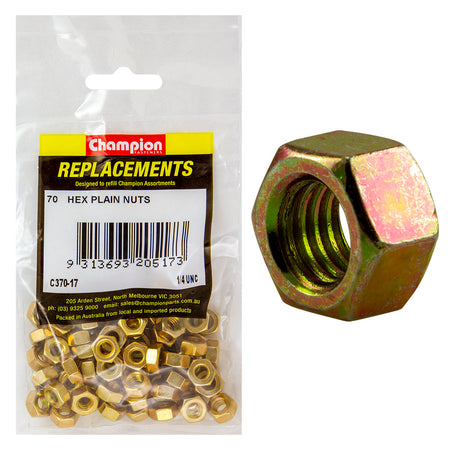 Champion 1/4in UNC Hexagon Nut -70pk | ISL
