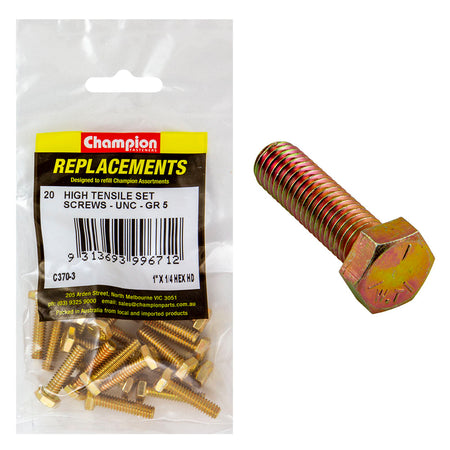 Champion 1/4in x 1in UNC Set Screw -Gr5 -20pk | ISL