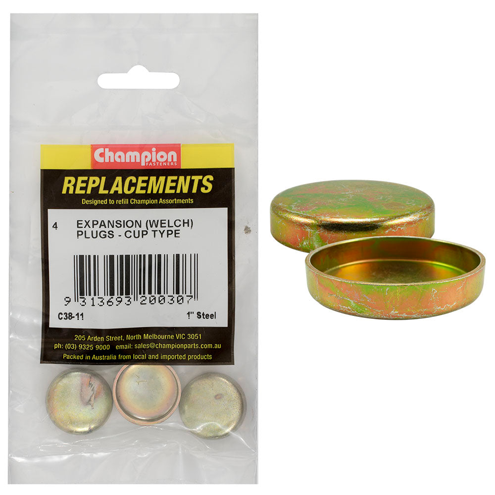 Champion 1in Steel Expansion (Frost) Plug -Cup Type -4pk | ISL