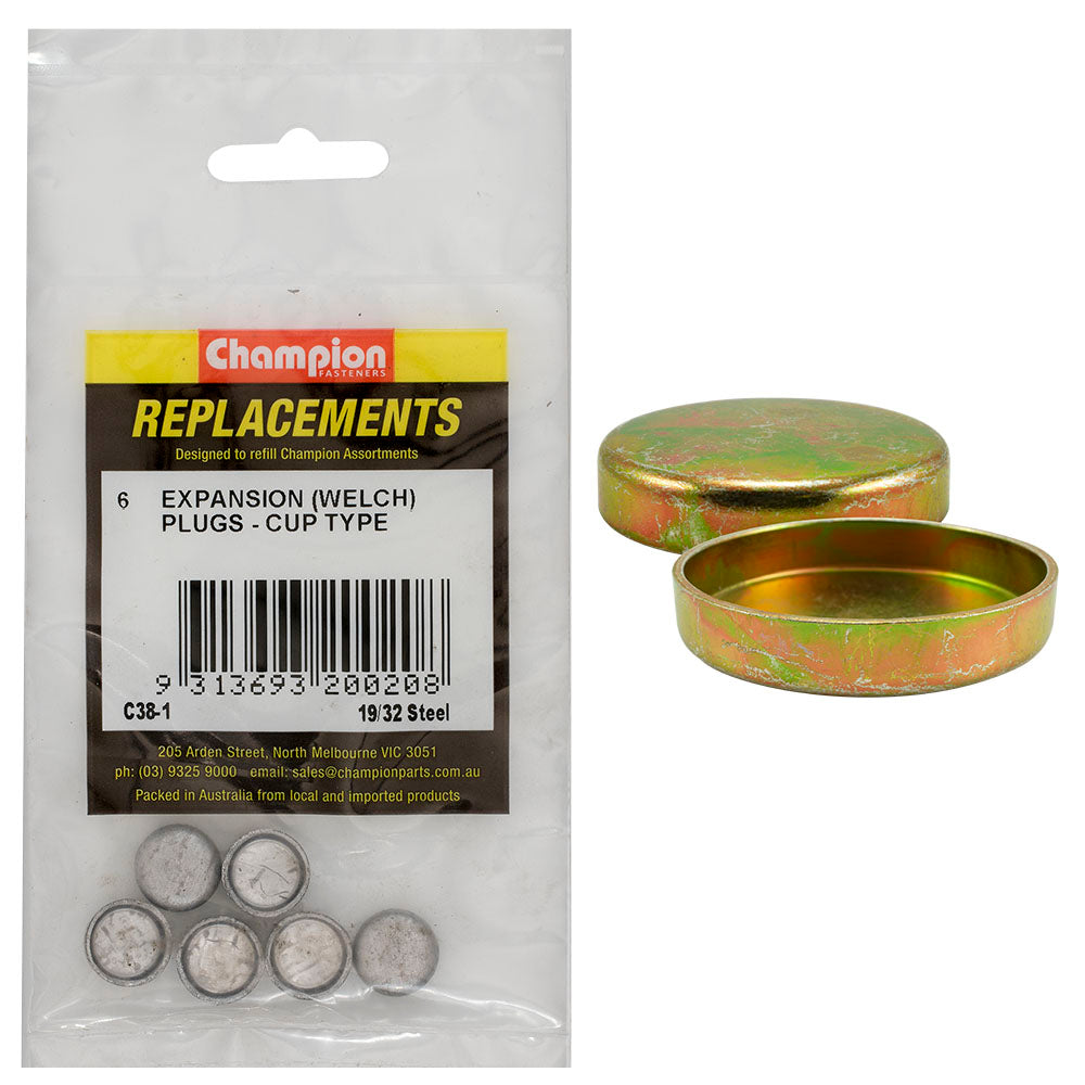 Champion 24mm Steel Cup Welsh Plug - 10pk | ISL