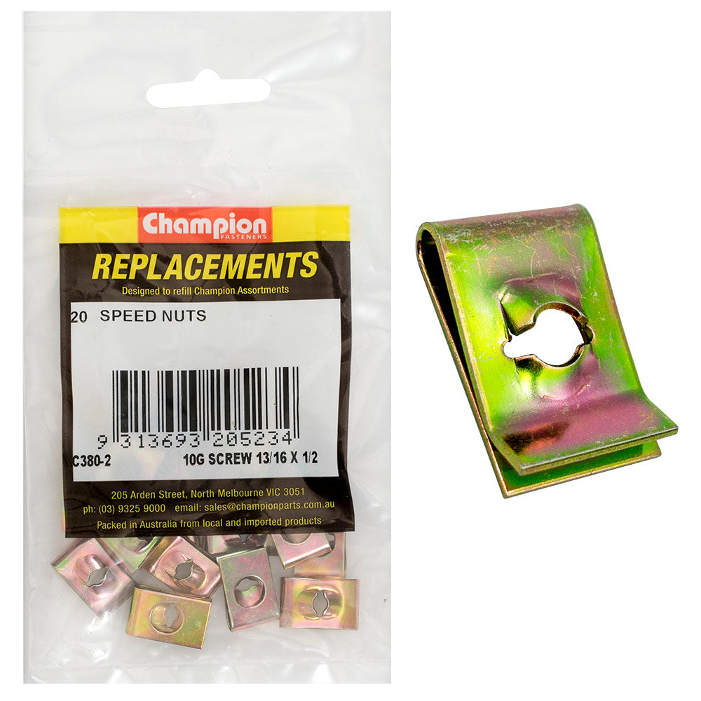 Champion 10G x 13/16in x 1/2in Captive U-Type Speed Nut-20pk | ISL