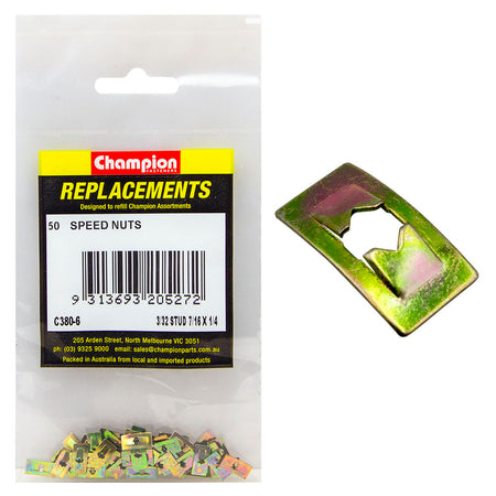 Champion 3/32in Dia. x 7/16in x 1/4in Push-On Speed Nut-50pk | ISL