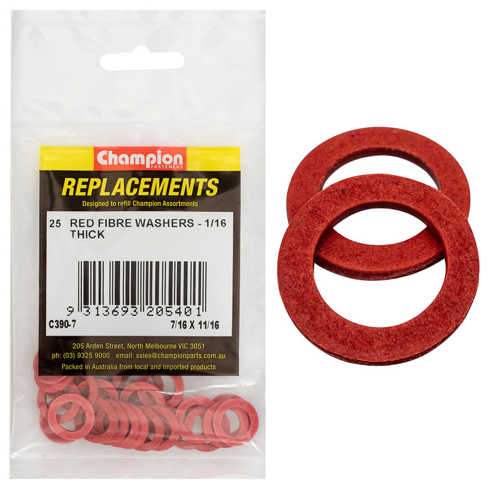 Champion 7/16in x 11/16in x 1/16in Red Fibre Washer -25pk