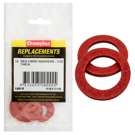 Champion 11/16in x 1-1/16in x 1/32in Red Fibre Washer -15pk – 11/16in X 1-1/16in X 1/32in Red Fibre Washer - 15 Pack | ISL