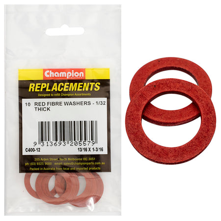 Champion 13/16in x 1-3/16in x 1/32in Red Fibre Washer -10pk – 13/16in X 1-3/16in X 1/32in Red Fibre Washer - 10 Pack | ISL