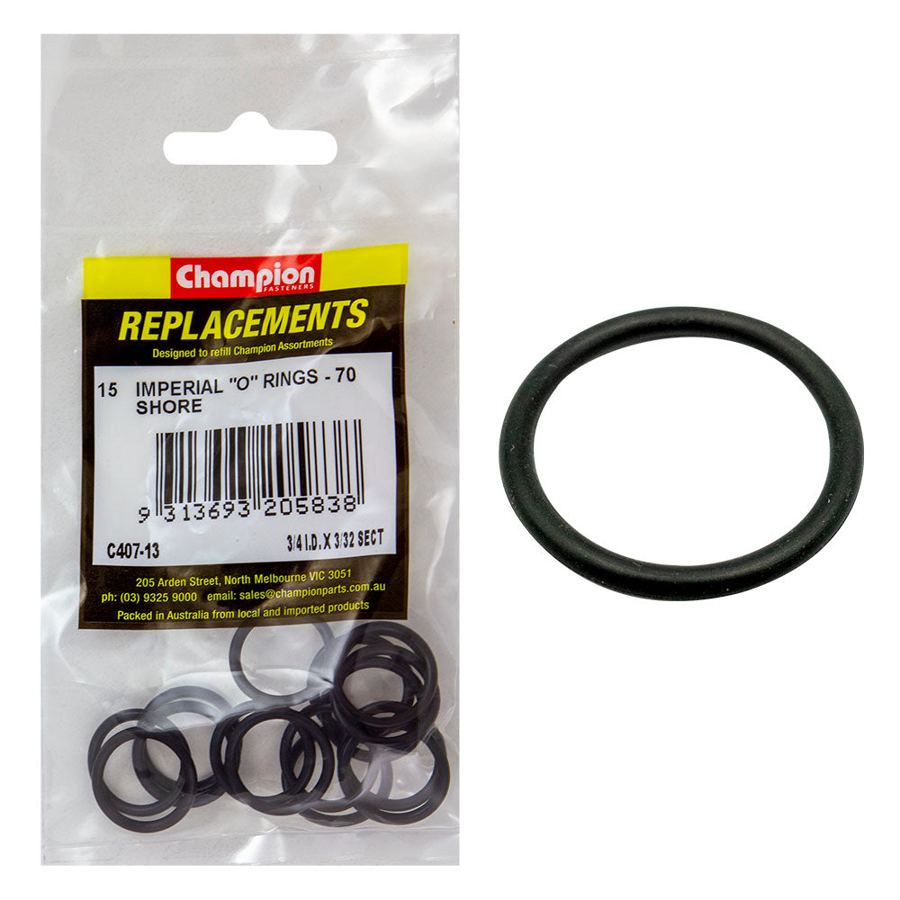 Champion 3/4in (I.D.) x 3/32in Imperial O-Ring -15pk | ISL