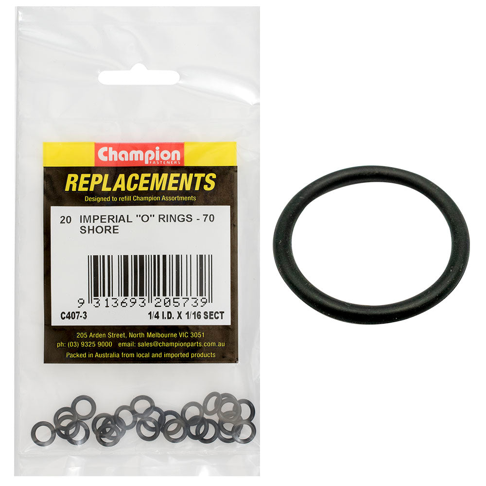 Champion 1/4in (I.D.) x 1/16in Imperial O-Ring -20pk | ISL