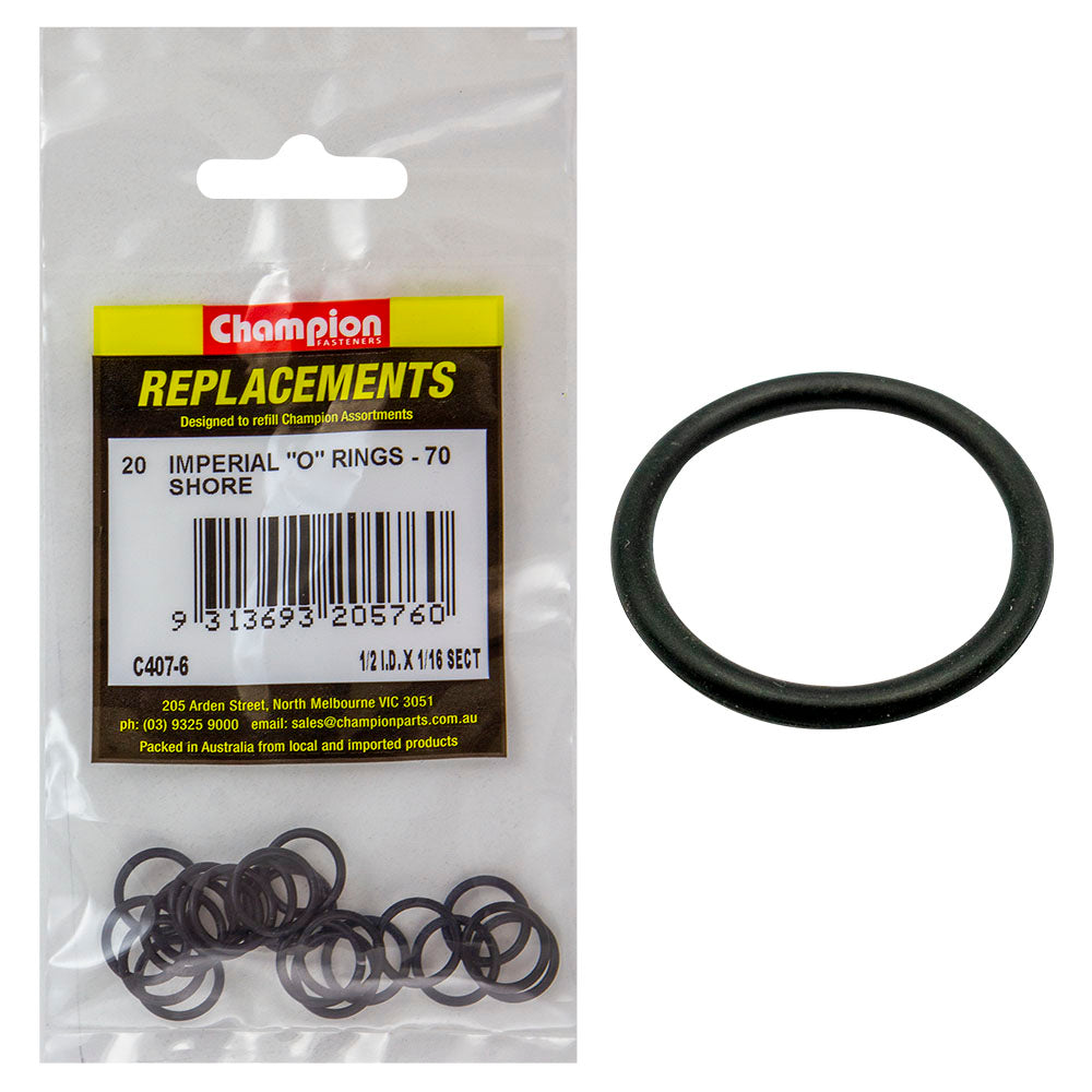 Champion 1/2in (I.D.) x 1/16in Imperial O-Ring -20pk | ISL