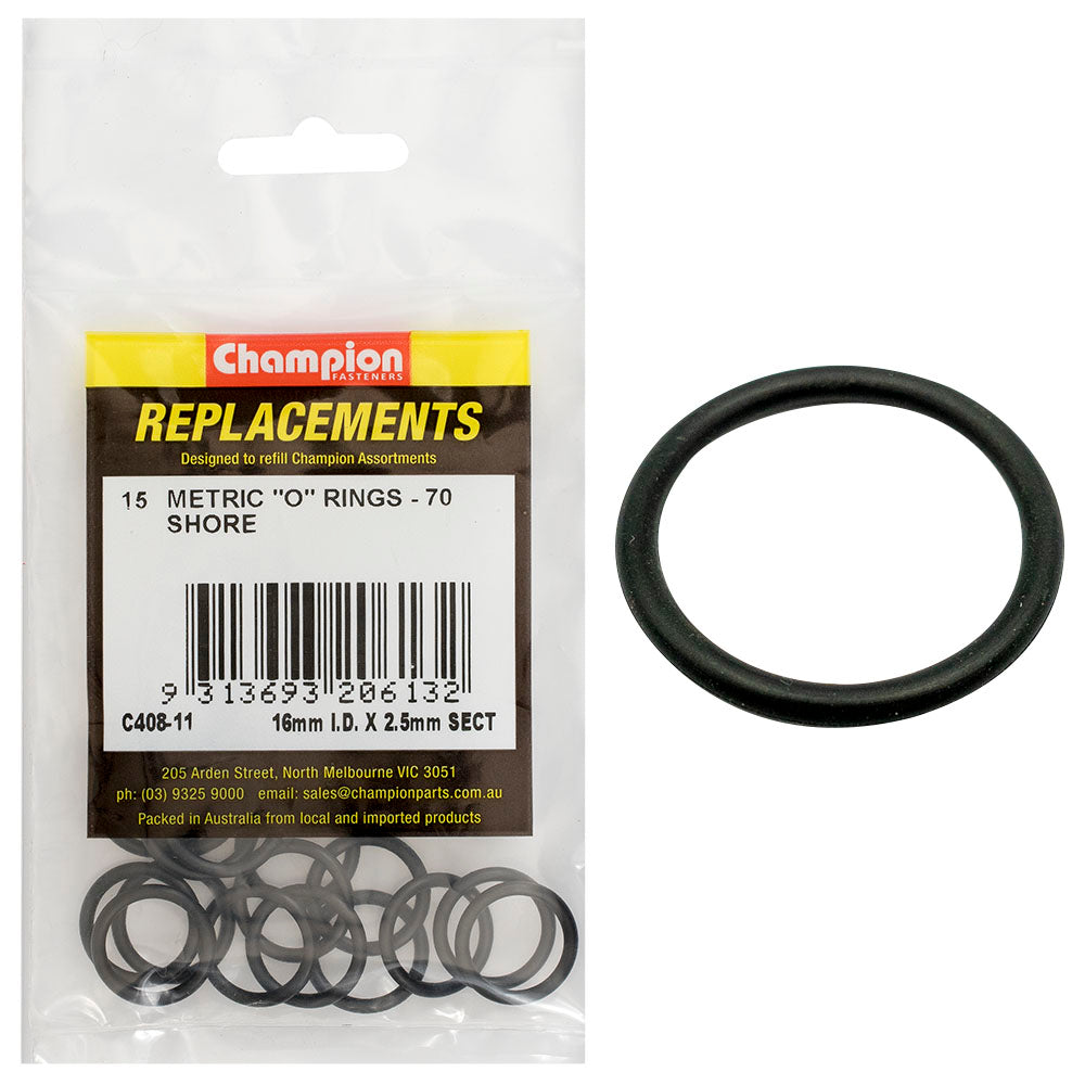 Champion 16mm (I.D.) x 2.5mm Metric O-Ring -15pk | ISL