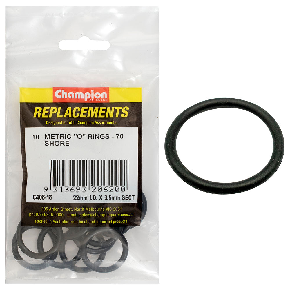 Champion 22mm (I.D.) x 3.5mm Metric O-Ring -10pk | ISL