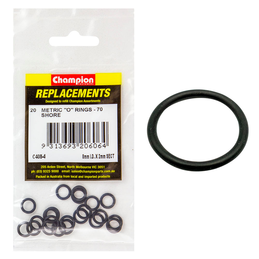 Champion 8mm (I.D.) x 2mm Metric O-Ring -20pk | ISL