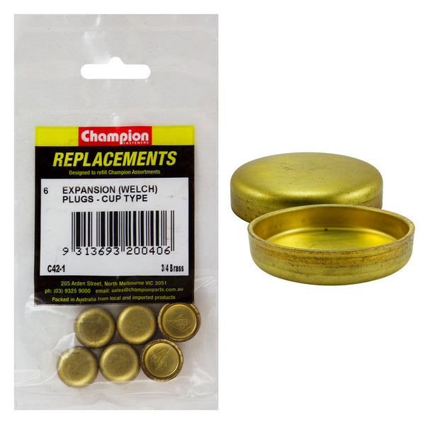 Champion 3/4in Brass Expansion (Frost) Plug -Cup Type -6pk