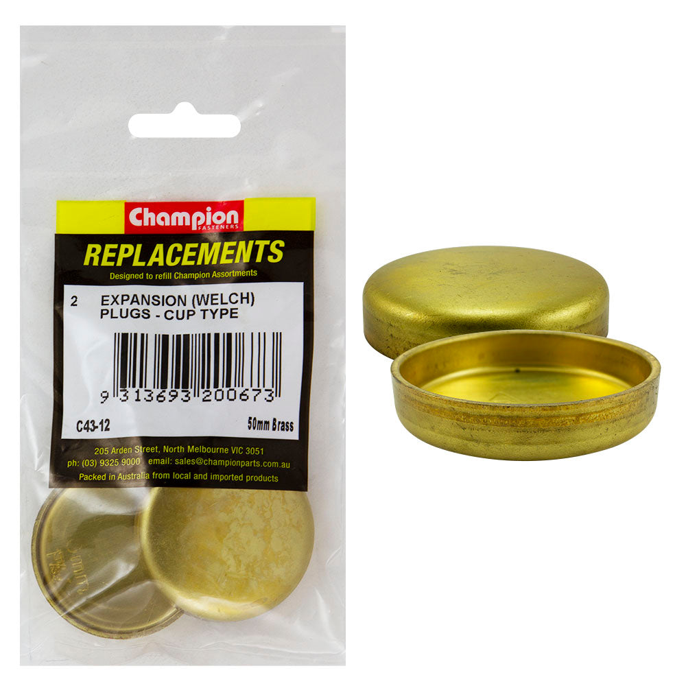 Champion 50mm Brass Expansion (Frost) Plug -Cup Type -2pk | ISL