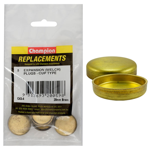 Champion 28mm Brass Expansion (Frost) Plug -Cup Type -5pk