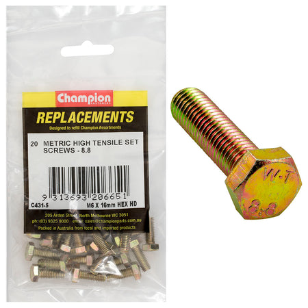 Champion M6 x 16mm x 1.00 Set Screw -Gr8.8 -20pk | ISL