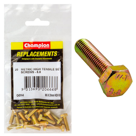 Champion M6 x 20mm x 1.00 Set Screw -Gr8.8 -20pk | ISL