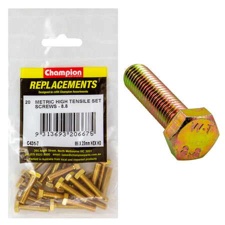 Champion M6 x 25mm x 1.00 Set Screw -Gr8.8 -20pk | ISL