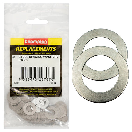 Champion 3/8 x 3/4 x 1/32in (22G) Steel Spacing Washer -50pk – 3/8in X 3/4in X 1/32in (22g) Steel Spacing Washer - 50 Pack