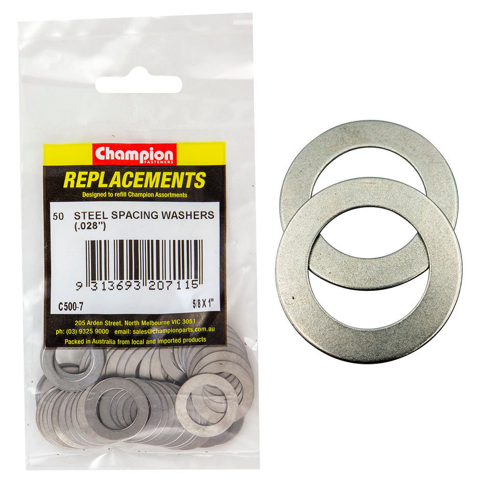 Champion 5/8 x 1 x 1/32in (22G) Steel Spacing Washer - 50pk