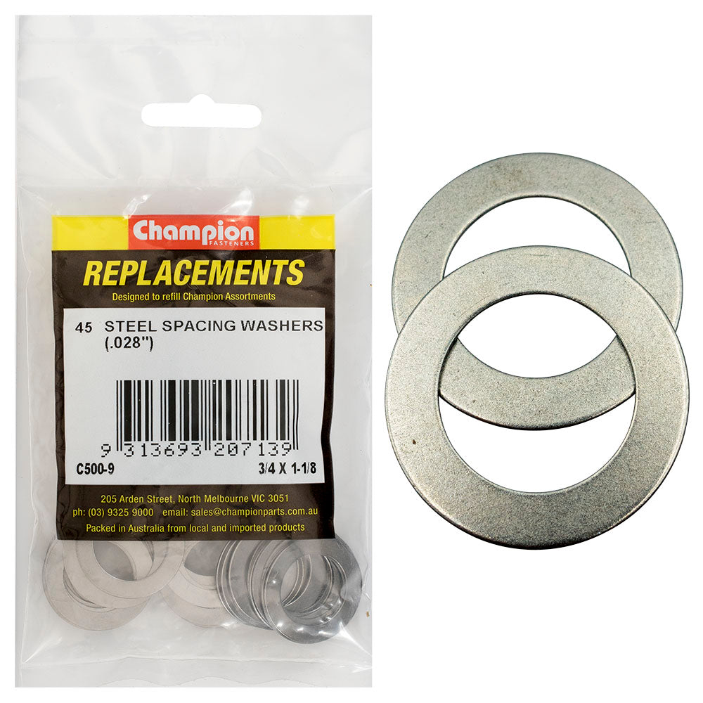 Champion 3/4 x 1-1/8 x 1/32in(22G) Steel Spacing Washer-45pk | ISL