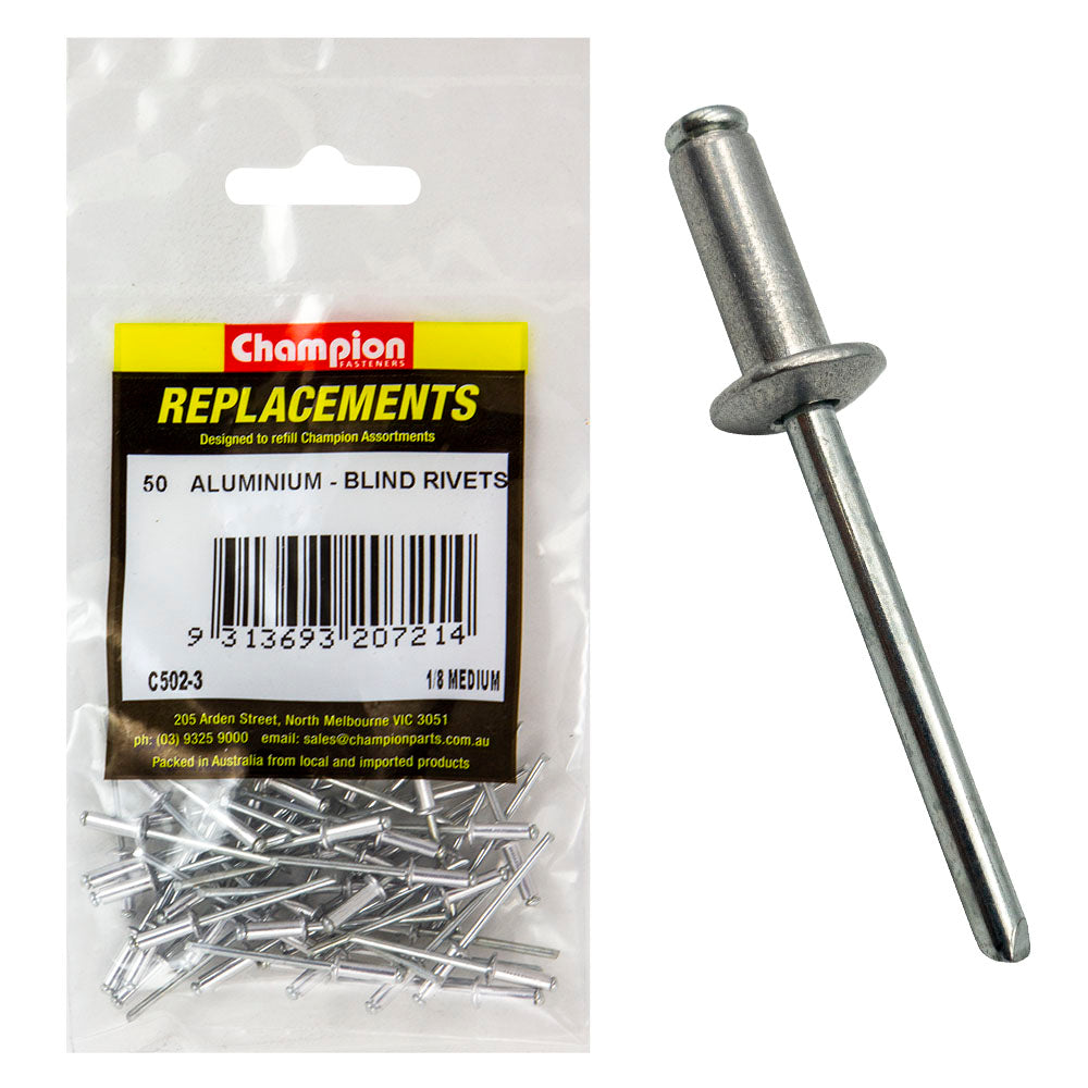 Champion 1/8in x 0.400in (10.16mm) Medium Blind Rivets -50pk | ISL