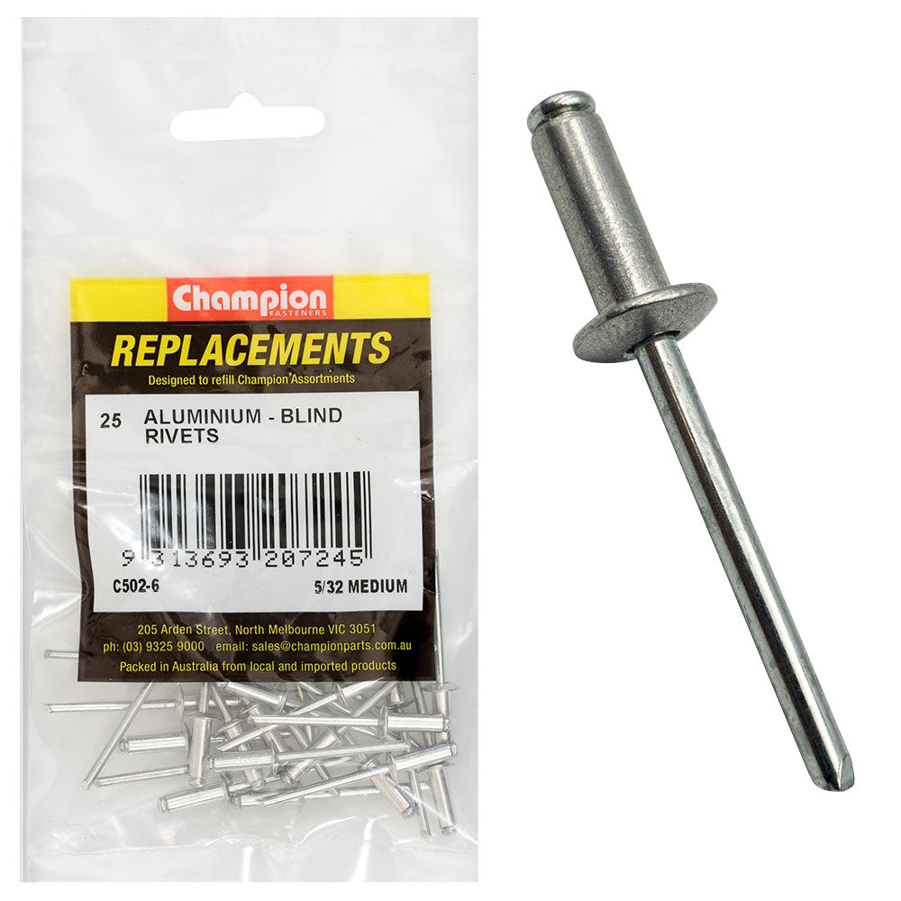 Champion 5/32in x 0.450in (11.43mm) Medium Blind Rivets-25pk | ISL