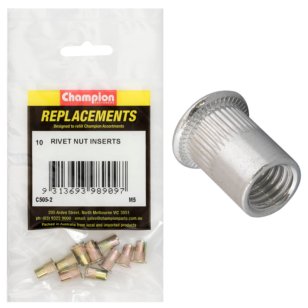 Champion M5 Steel Rivet Nut inserts -10pk | ISL