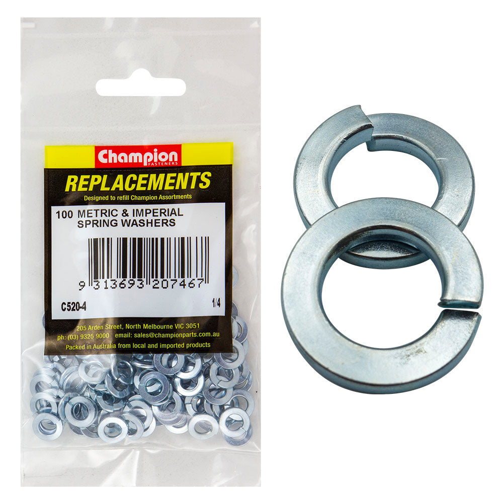 Champion 1/4in Flat Section Spring Washer -100pk | ISL