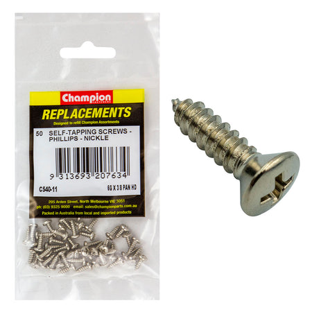 Champion 6G x 3/8in S/Tapping Screw Pan Head Phillips -50pk | ISL