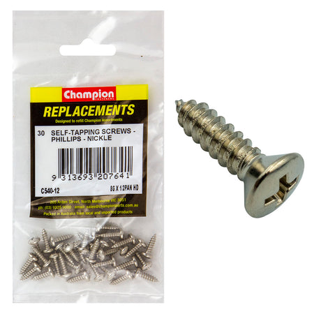 Champion 8G x 1/2in S/Tapping Screw Pan Head Phillips -30pk | ISL