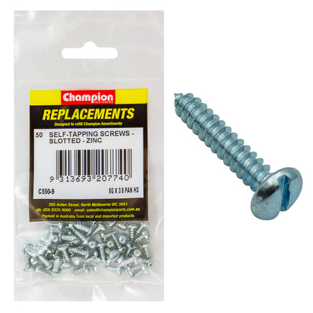 Champion 8G x 3/8in S/Tapping Pan Head Slotted -50pk | ISL