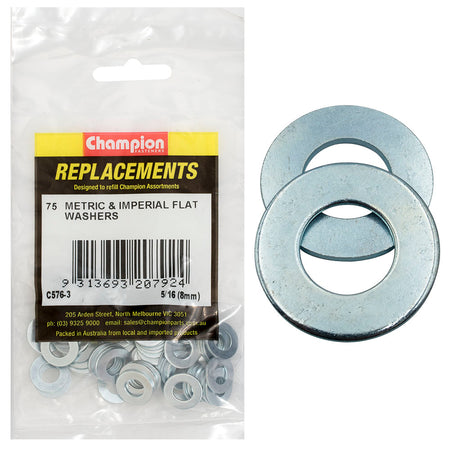 Champion 5/16in x 5/8in x 18G Flat Steel Washer -75pk | ISL