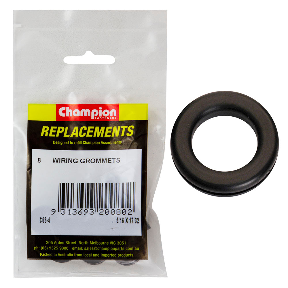 Champion 5/16in x 17/32in x 3/4in Rubber Wiring Grommet -8pk | ISL
