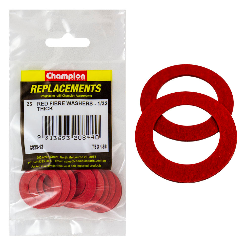Champion 7/8in x 1-3/8in x 1/32in Red Fibre Washer -25pk | ISL