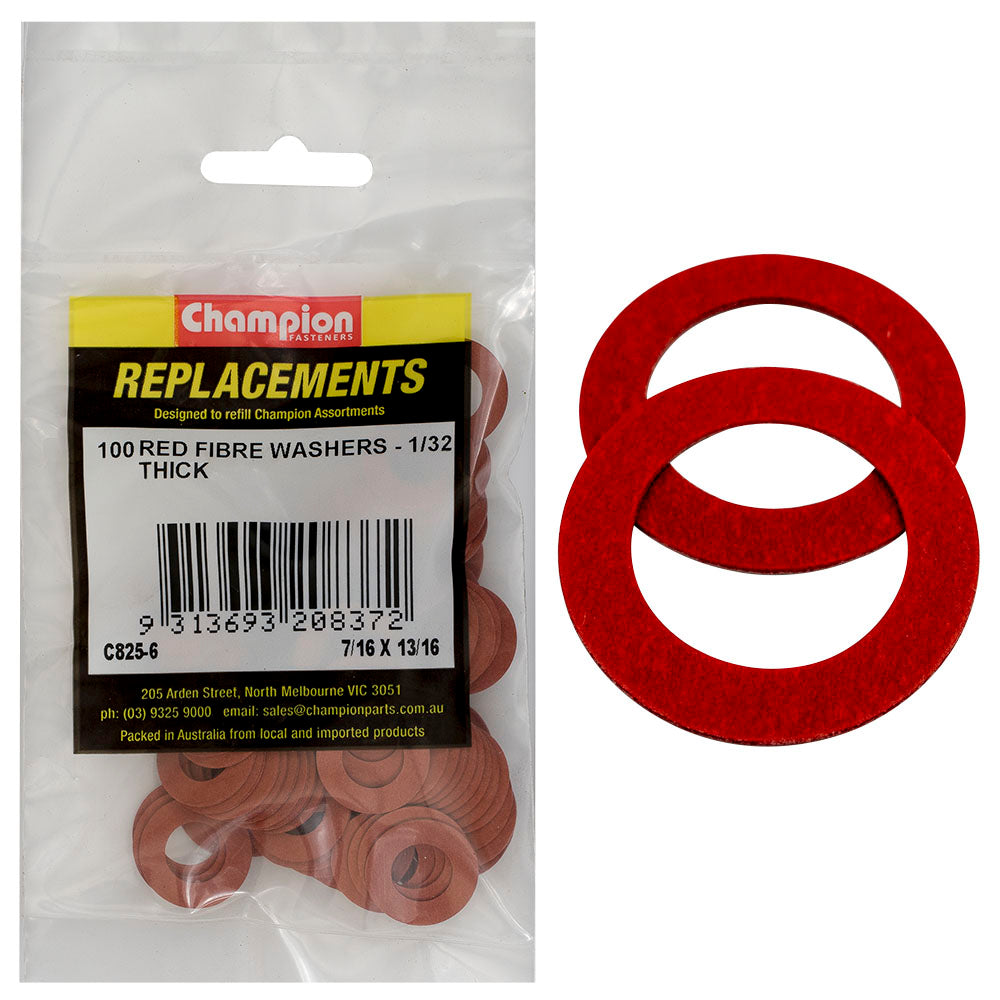 Champion 7/16in x 13/16in x 1/32in Red Fibre Washer -100pk | ISL