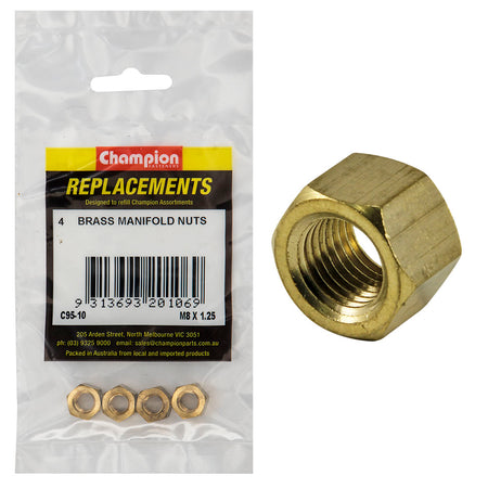 Champion M8 x 1.25mm Brass Manifold Nut -4pk | ISL