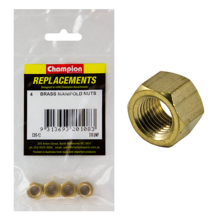 Champion 3/8in UNF Brass Manifold Nut -4pk | ISL