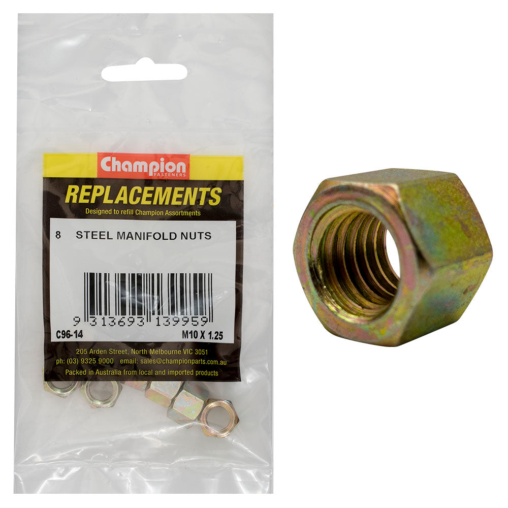 Champion M10 x 1.25mm Steel Manifold Nut -8pk | ISL