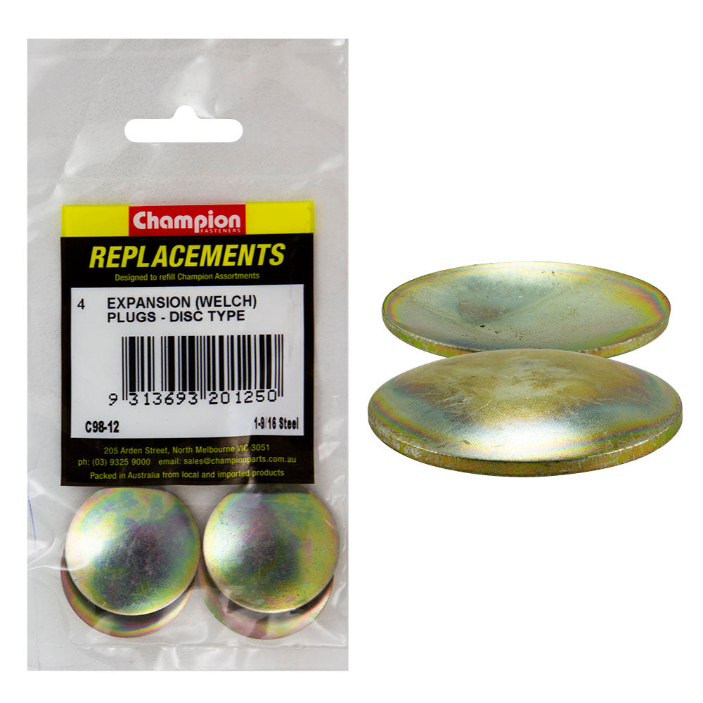 Champion 1-9/16in Expansion (Frost) Plug-Lens/Disc Type -4pk | ISL